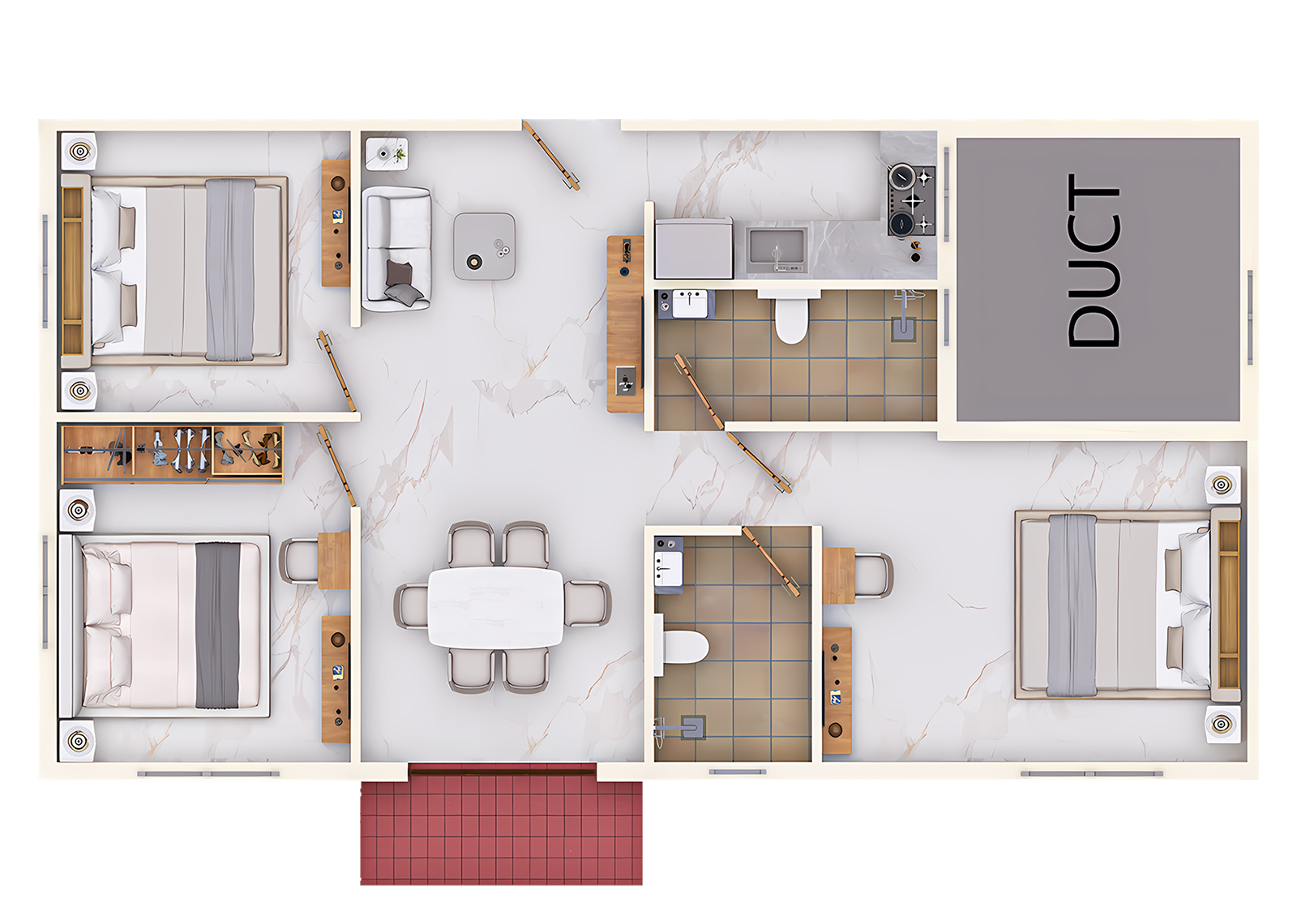 Sample 3 BHK flat layout
